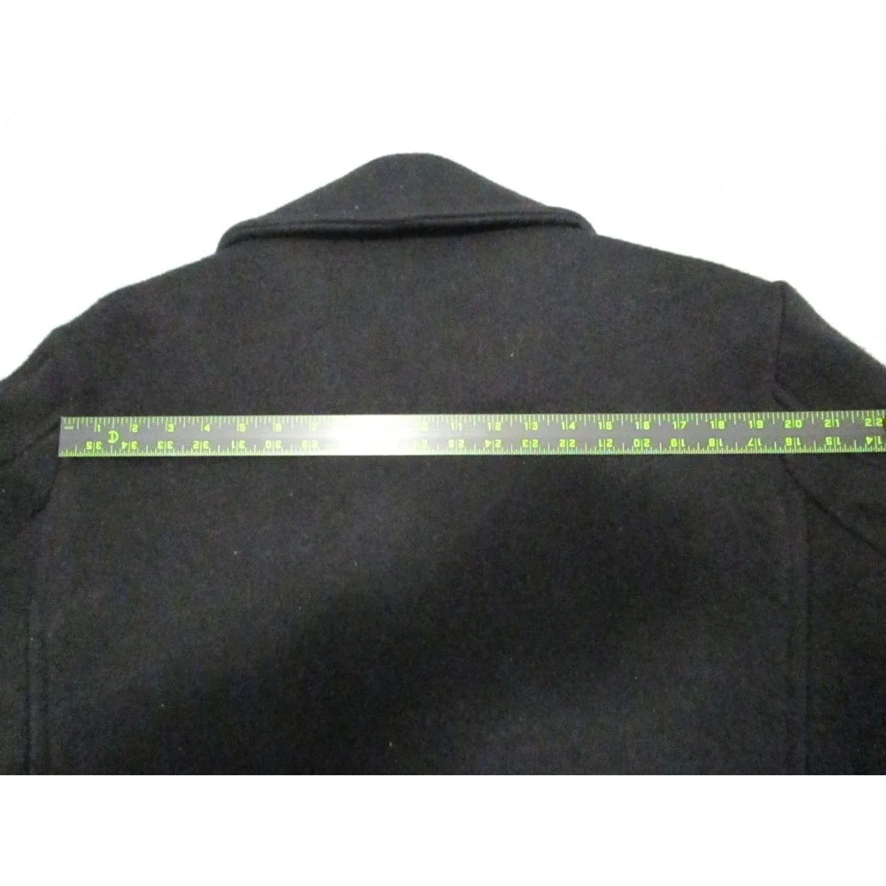 U.S. Navy Pea Coat‎ Wool Man's Size 46 Black Military Anchor Button Quilted 90s